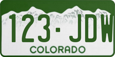 CO license plate 123JDW