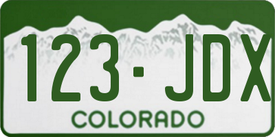 CO license plate 123JDX
