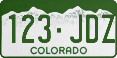 CO license plate 123JDZ