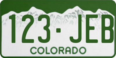 CO license plate 123JEB