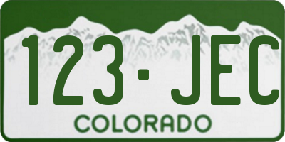 CO license plate 123JEC