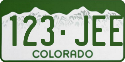 CO license plate 123JEE