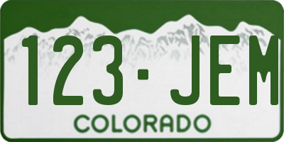 CO license plate 123JEM