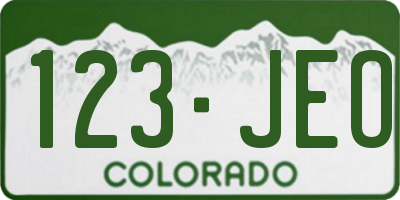 CO license plate 123JEO