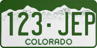 CO license plate 123JEP