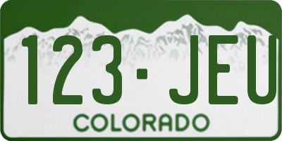 CO license plate 123JEU