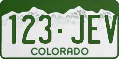 CO license plate 123JEV