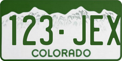 CO license plate 123JEX