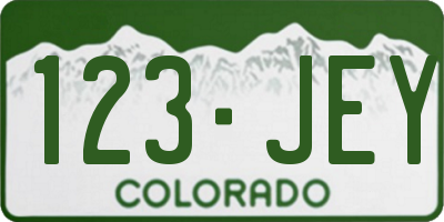 CO license plate 123JEY