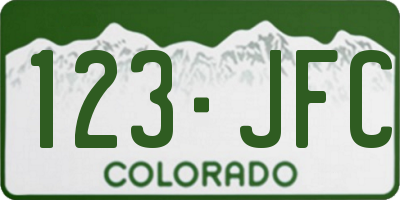 CO license plate 123JFC