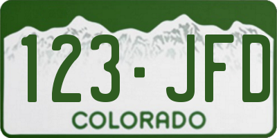 CO license plate 123JFD