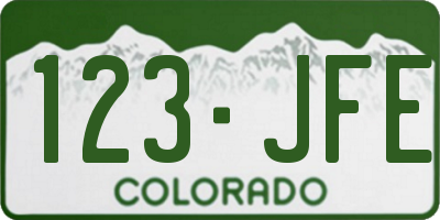 CO license plate 123JFE