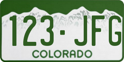 CO license plate 123JFG