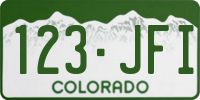 CO license plate 123JFI