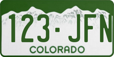 CO license plate 123JFN