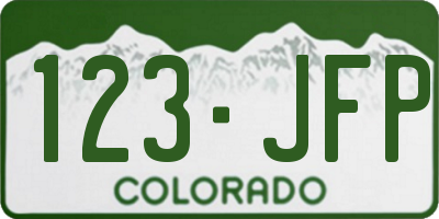 CO license plate 123JFP