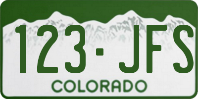 CO license plate 123JFS