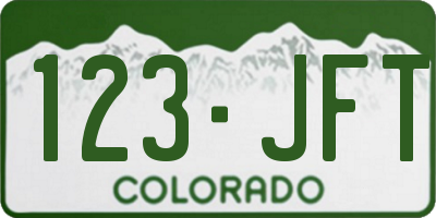 CO license plate 123JFT
