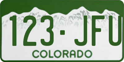 CO license plate 123JFU