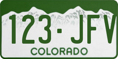 CO license plate 123JFV