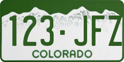 CO license plate 123JFZ