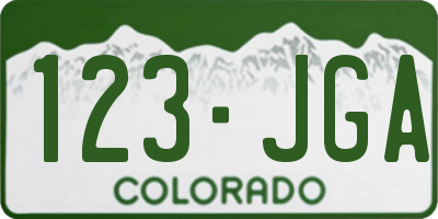 CO license plate 123JGA
