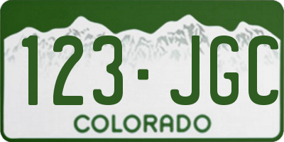 CO license plate 123JGC