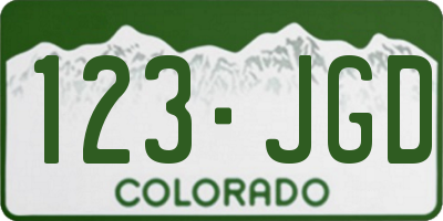 CO license plate 123JGD