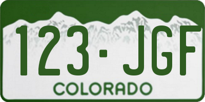 CO license plate 123JGF