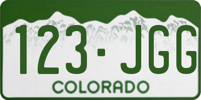CO license plate 123JGG