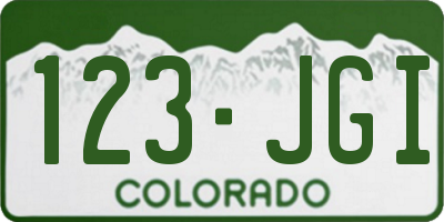 CO license plate 123JGI
