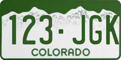 CO license plate 123JGK