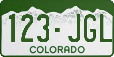 CO license plate 123JGL