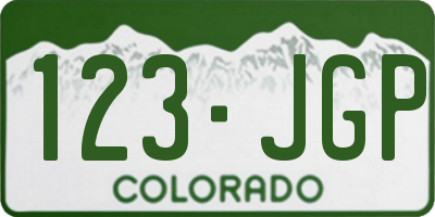 CO license plate 123JGP