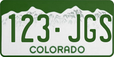 CO license plate 123JGS