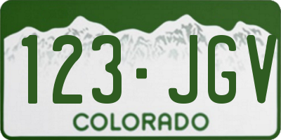 CO license plate 123JGV