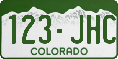 CO license plate 123JHC