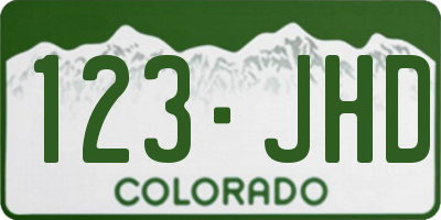 CO license plate 123JHD