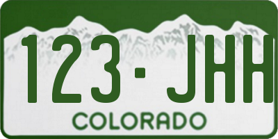 CO license plate 123JHH