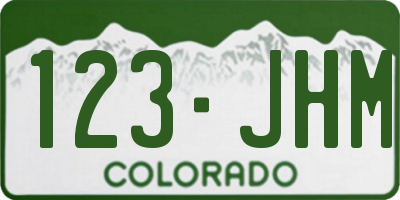 CO license plate 123JHM