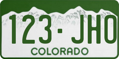 CO license plate 123JHO