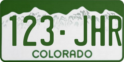 CO license plate 123JHR