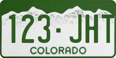 CO license plate 123JHT