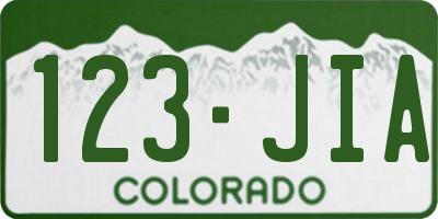 CO license plate 123JIA