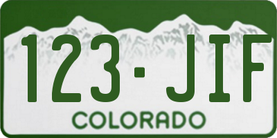 CO license plate 123JIF