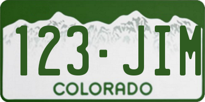 CO license plate 123JIM