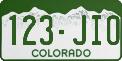 CO license plate 123JIO
