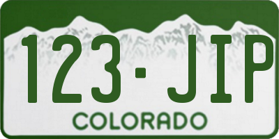 CO license plate 123JIP