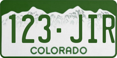 CO license plate 123JIR