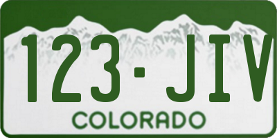 CO license plate 123JIV